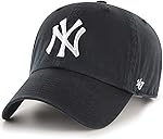 47 Brand MLB Black White Primary Logo Clean Up Adjustable Baseball Cap Hat, Adult One Size Fits All
