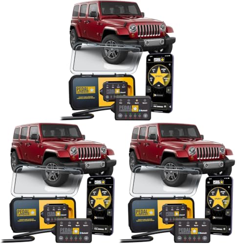 Image of PEDAL COMMANDER for Jeep Wrangler JK 2007-2018 Throttle Response Controller - Anti-Theft, 4 Modes 36 Settings, Wireless Control, Plug-and-Play - Trail & Rock Crawling Performance Upgrade (Pack of 3)