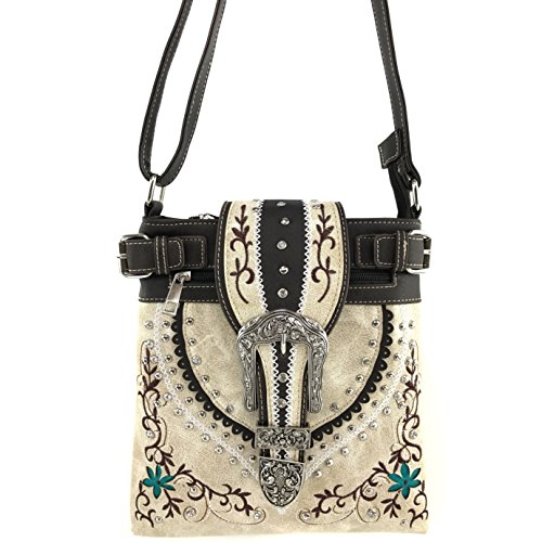 Justin West Western Concealed Carry Tooled Leather Laser Cut Buckle Embroidery Messenger Cross Body Handbag Purse2