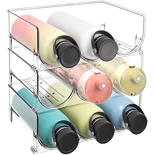 Consejos y comparativas para Comprar Tiendas de cocina Top diez. 20 Puricon PortaBotellas Apilables, 3 unidades de Estante Soporte para Botellas Termo Plastic Water Bottle Organizer Rack Ideal para Cocina Hogar Tienda y Oficina