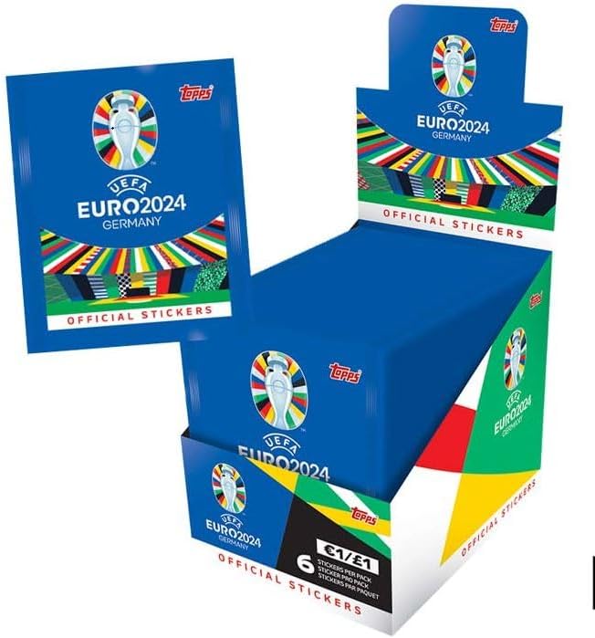 Official Euro 2024 Sticker Collection - Full Box (100 Packages) 6 Stickers per Pack (600 Stickers)