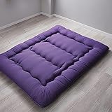 Colchón de futón extra grueso, colchón plegable individual para suelo, colchón japonés con funda extraíble, rollo de cama japonés, almohadilla para dormir, color morado, 200 x 220 cm