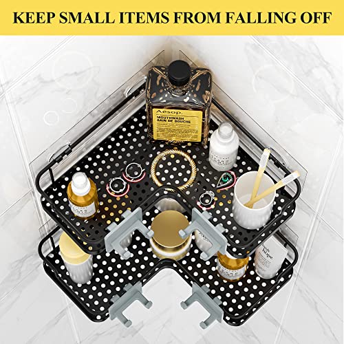 Nieifi 2 Pack Adhesive Corner Shower Caddy Shelf Organizer Rack With Hooks, Rustproof Shower Shelf Basket For Inside Shower, Bathroom, Kitchen, Black #TOP4