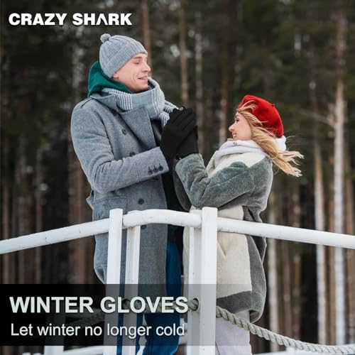 CRAZY SHARK Fahrradhandschuhe Warme Winterhandschuhe Sporthandschuhe Touchscreen Radsporthandschuhe Winddichte rutschfeste Handschuhe für Herren Damen zum Radfahrren Laufen Joggen Wandern