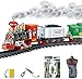 Mopoq Control remoto del tren del juguete, Tren de la pista fijan eléctrico con pilas del modelo de tren, juguete recargable de Toma de vapor del humo del tren Niños Set 54.7cm * 6.5cm * 29.5cm