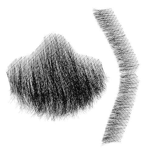 Barbe de costume réaliste adhésive et confortable en cheveux naturels noirs