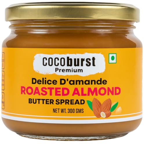 Image of Jindal Cocoa Cocoburst Almond Butter Creamy 300g - Unsweetened Almond Butter with Cocoa | 95% Roasted Almonds | No Palm Oil | No Added Sugar | Protein-Rich Nut Butter | Vegan & Vegetarian