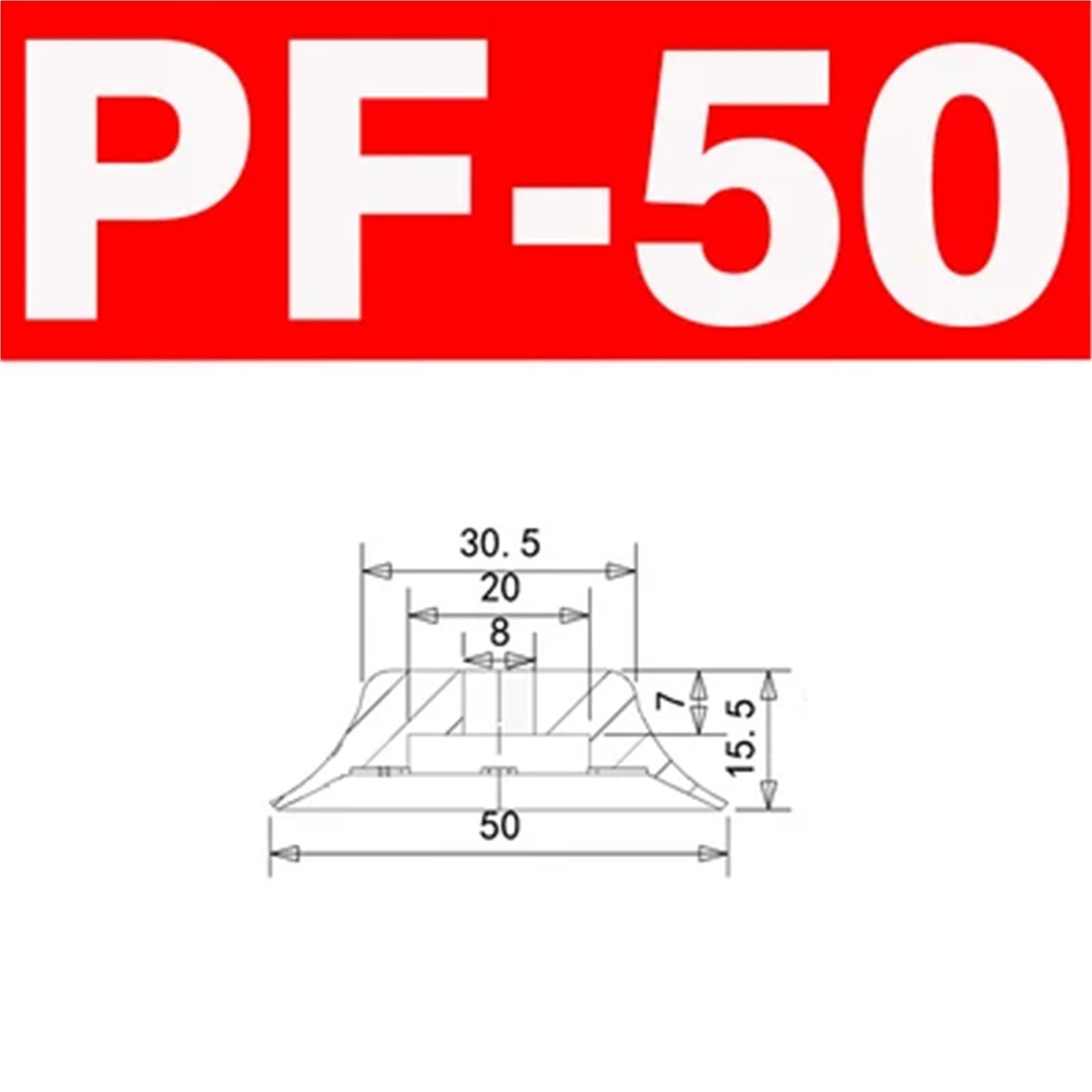 PJG PF 6 8 10 15 20 25 30 40 50 ventosas de silicona para manipulador industrial (PF-50, color negro)
