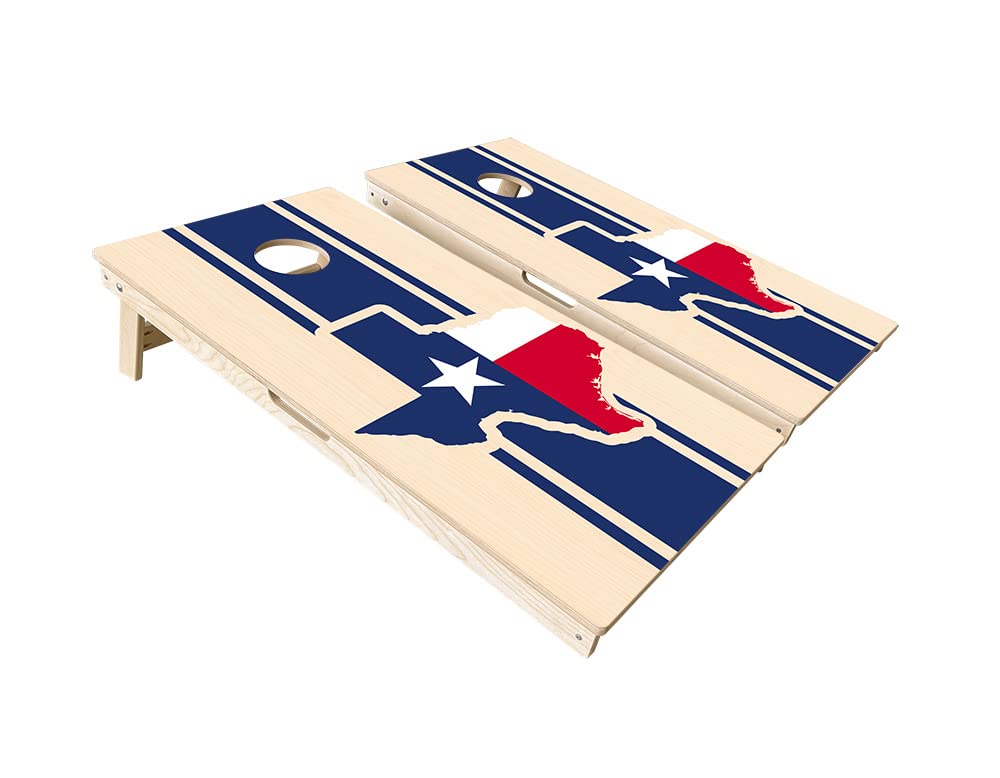 Get Outside Games Full Color Texas Triple Center Stripe - 24x48 Full Size Premium Cornhole Boards (Cornhole Boards + 8 All Weather Bags & Classic Carry Case)