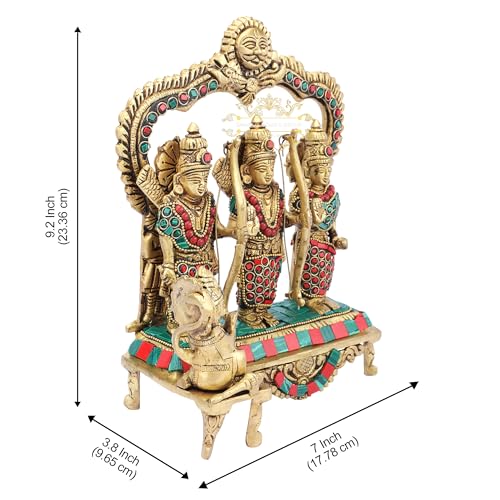 Image of DHARMA HOME & Decor Handcrafts Brass Ram Darbar Lord Ram, Laxman, Hanuman & Devi Sita for Home Decor & Puja Article