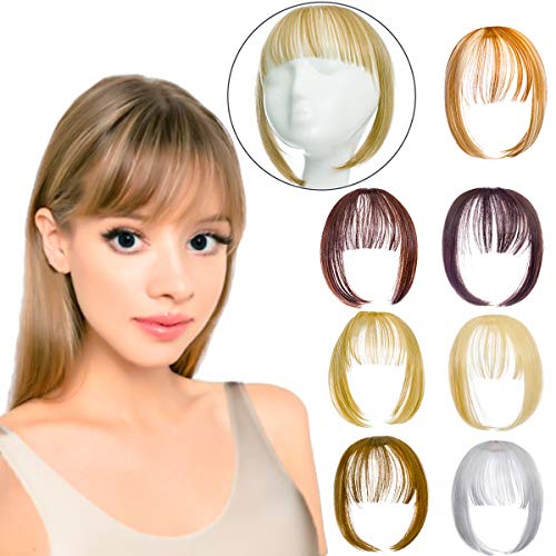 Mitrygreen Clip in Bangs Hair Extensions One Piece in Fringe Bangs Hairpiece Synthetic Hair Accessories For Women Ash Blonde