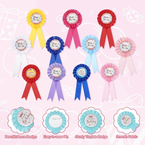 PATIKIL 6 x 3 Geburtstagsschleifen-Anstecker, It’s My Birthday Anstecker Stoff Weißblech Abzeichen Brosche für Partydekoration Feier Accessoire, Weiß/Hellblau