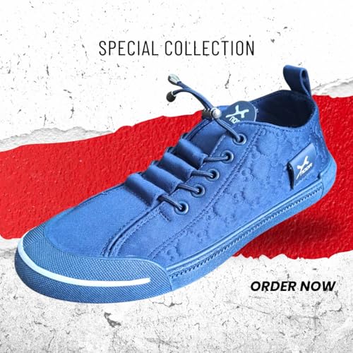 Image of Men's Black Canvas Sneakers - Stylish Casual Shoes with Non Tie Elastic Laces | 7mm Memory Foam & EVA Insole | Lightweight & Comfortable Everyday Footwear (Sizes 6-10)
