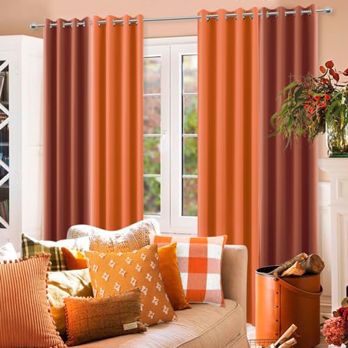 Image of KOUFALL Orange Grommet Curtains 52x84 Inches Long