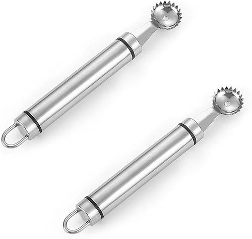 2 unidades de acero inoxidable fresa Huller multifunción inoxidable descorazonador y removedor de picaduras para fresa, tomate, verduras y frutas