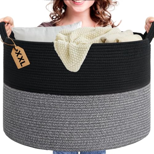 Extra Large Blanket Basket for Living Room – Large Woven Storage Basket 22