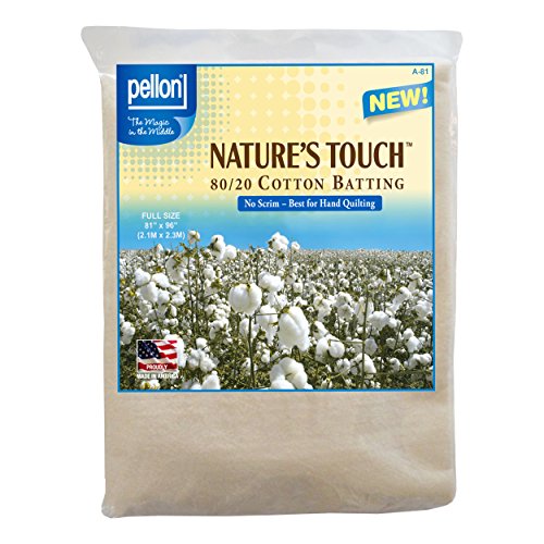 Pellon Nature's Touch 80/20 Blend Cotton Batting, Full 81 x 96-Inch, Natural