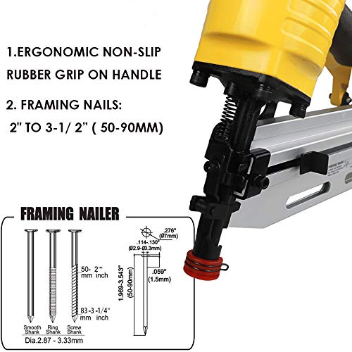 BHTOP 9021C Framing Nailer 21 Degree 31/2″ with Depth Adjustment