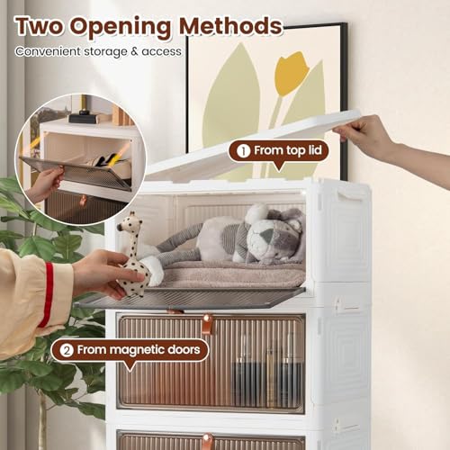 Image of Mevigo Plastic Wardrobe - 3 Tier Cupboard for Storage, Almirah for Clothes, Plastic Cabinet for Storage Box, Wardrobe Organizer for Storage for Kitchen /Bedroom /Living Room- Yfx-3