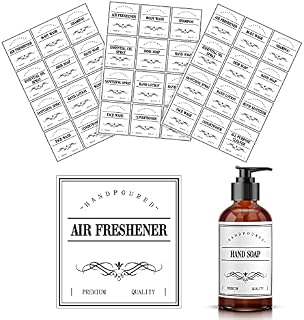 36 Pieces Waterproof Bottle Label Stickers Farmhouse Label Soap Dispenser Stickers for Kitchen Bathroom (White,3.15 x 2.95 Inch)