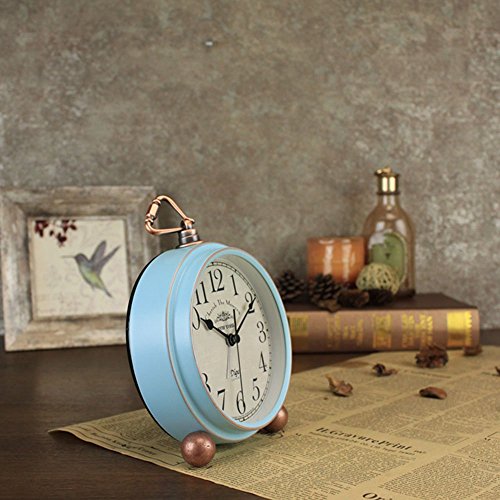 Justup Table Clock, Vintage Non-Ticking Table Desk Alarm Clock Battery Operated With Quartz Movement Hd Glass For Bedroom Living Room Kids (Arabic) #TOP2