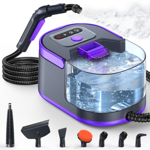 Image of Steam Cleaner, 1.5L Portable Steamer for Cleaning, 15s Heat-Up, 3-Level Adjustable, Handheld Steam Cleaner for Kitchen, Bathroom, Furniture, Windows, BBQ, Car, Mist Gray