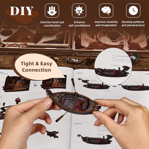 Kit rincón de libros regalo único de rompecabezas madera 3D con luz 6