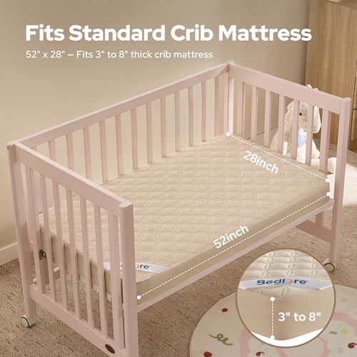 Image of BEDLORE Crib Mattress Protector 2-Pack, Waterproof Beige 52 inchx28 inch