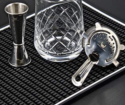 Highball & Chaser Premium Bar Mat 18in x 12in 1cm Thick Durable and Stylish Service Bar Mat for Spills, Coffee, Bars, Restaurants and Counter Top Dish Drying Mat, Glass Drying Mat (2 Pack Black) by Highball & Chaser - Used condition - Image 5