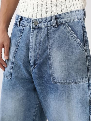 Image of Urbano Fashion Men's Loose Baggy Fit Cargo Carpenter Jeans with 6 Pockets Non-Stretchable