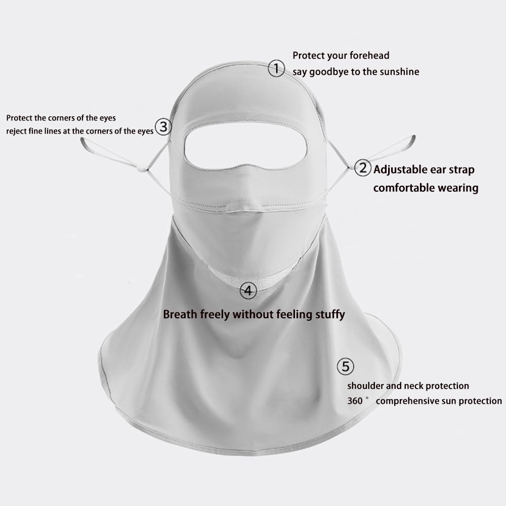 BSYLOO Breathable Summer Face Mask with UV Protection?Full Neck&Forehead Coverage Shield Pink