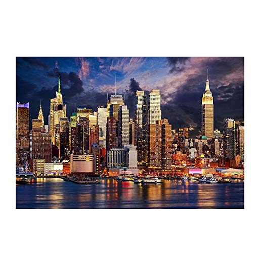 Sunset Cloud New York City Building - Lienzo decorativo (100 x 160 cm, sin marco)
