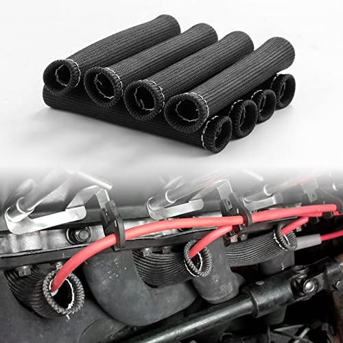 JDMSPEED 8PCS Black 1200° Spark Plug Wire Boots Heat...