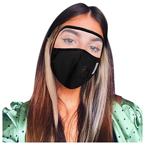Preisvergleich Produktbild Supertong Unisex Einstellbar Mundschutz Einfarbig Face Shield Wiederverwendbar Waschbar Baumwolle Gesichtsschutz Outdoor Radfahren Staubdicht Mundbedeckung mit Atemventil (Schwarz)