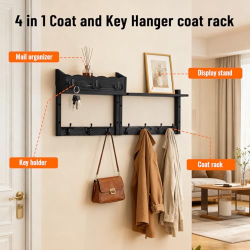Save 50% on 28-inch Wall-Mounted Coat Rack with Shelf - Image 3