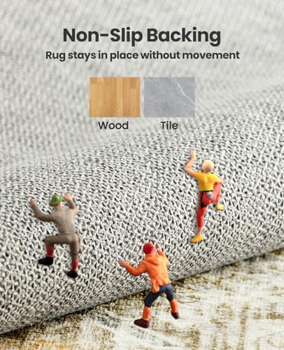 AMADA HOMEFURNISHING 5x7 Washable Area Rug, Low-Profile Living Room Rug with Non-Slip Backing & Durable Edge Binding, Area Rugs 5x7, Vintage Rugs for Living Room, Bedroom, Dinning Room
