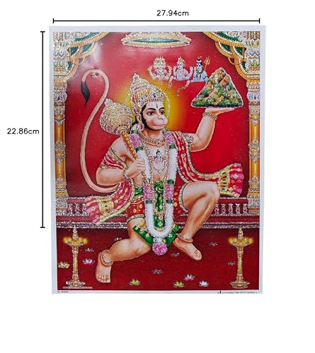 Rastogi Handicraft Best Of Indian Reprint Hindu God Poster/Picture With Unframed (Flying-Hanuman-Ji-With-Hill-11 X9) - Image 3