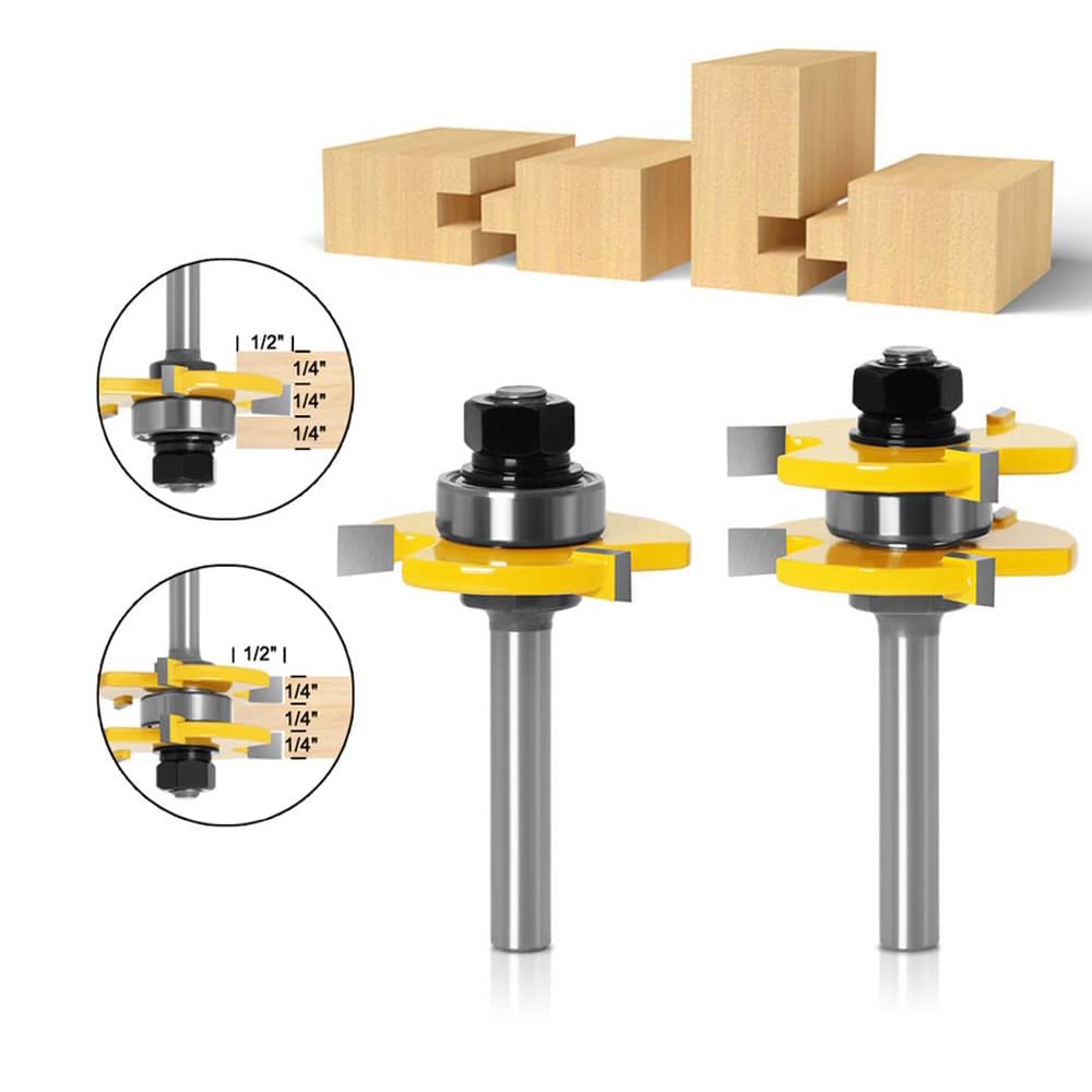 Fresa Scanalatura Set 8mm Fresa Scanalatura Set 3 Denti a Forma T Punte di Falegnameria Fresa per legno,fresa per La Casa e Fai da te