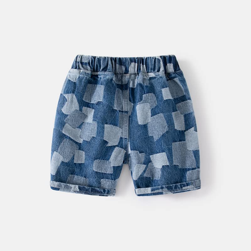 Meufam Unisex Kids Toddler Little Boys Elastic Waist Denim Shorts Summer Pull-On Bottoms Jean Short Pants with Pocket2