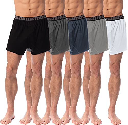 AMERICAN HEAVEN Boxers for Men | 5 Pack Cotton Rayon Stretch Cool Comfortable Breathable Boxer Short Underwear