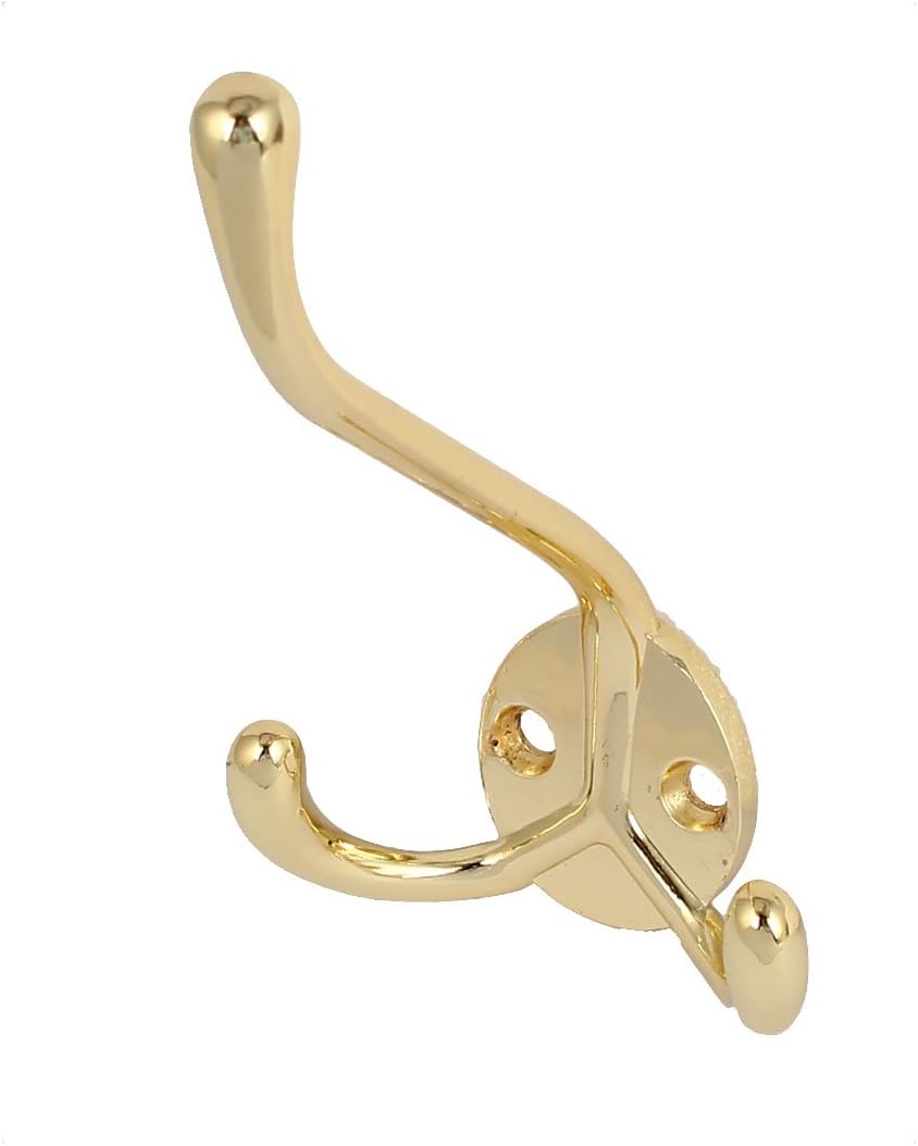 Home Bathroom Nails, Screws & Fasteners Zinc Alloy Triple Prong Coat Towel Hook Wall Hanger Gold Picture Hangers Tone 8pcs