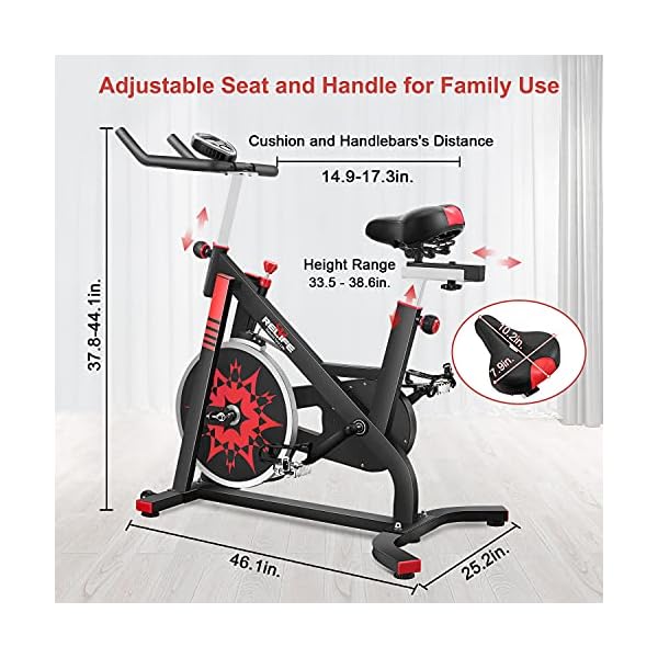 RELIFE-REBUILD-YOUR-LIFE-Exercise-Bike-Indoor-Cycling-Bike-Stationary-Bicycle-with-Resistance-Workout-Home-Gym-Cardio-Fitness-Machine-Upright-Bike Exercise Bike with Heavy Duty Flywheel for Home Gym Cardio Workout Machine New Version (46.1"x25.2"x44.1")