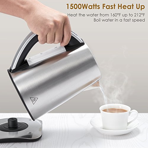Electric Kettle Temperature Control, AICOK Stainless Steel Tea Kettle with Variable Temp, Cordless Electric Water Kettle with 1500W SpeedBoil, Auto Shut Off and Boil-Dry Protection, 1.7-Liter - Thumbnail 6