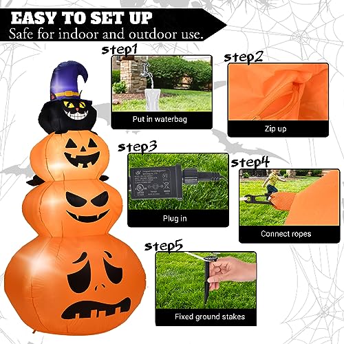 Jjyee JJYEE-01 7.5 Ft Halloween Inflatables Outdoor Decorations -Blow Up Pumpkin&Cat Halloween Yard Decorations,Build-In Led Lights Décor thumb #6