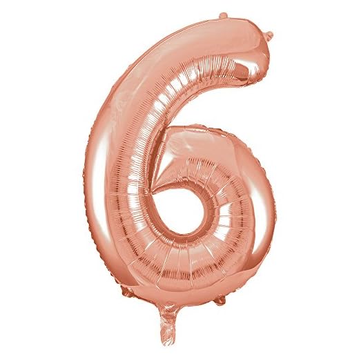 Unique Party- Globo gigante número 6, Color oro rosa, 86 cm (55876) , color/modelo surtido