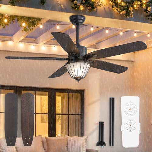 Glowivia 52-Inch Wet-Rated Outdoor Ceiling Fan