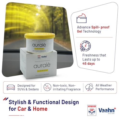 Image of HP Vaahn Lemon Air Freshener for Dashboard & Car Interior | Gel Based Car Perfumes | Deodorizer for Dashboards & Vents | Premium Auto Interior Fragrance | Long-Lasting & Refreshing Fragrance