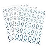 GWHOLE 150 Stück Taufe Deko Fisch Aufkleber Glitzer Sticker Selbstklebend zur Kommunion Konfirmation Silber Königsblau Hellblau