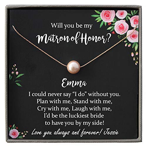 Personalized Matron of Honor Proposal Gift Necklace with Meaningful Message,
