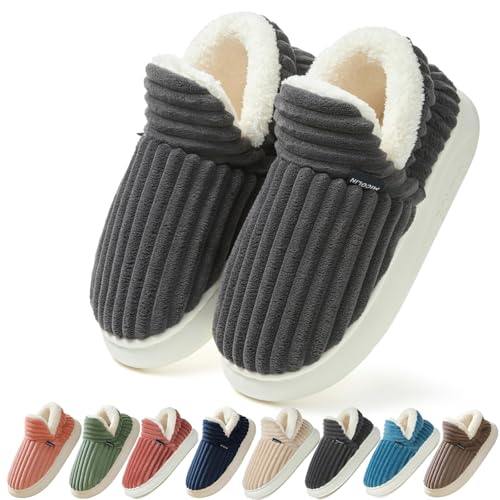 Coswind Zapatillas de Casa Mujer Hombre Invierno Cálido Cerradas Elegantes Cómodas Memoria Espuma Pantuflas Antideslizantes Negro 290